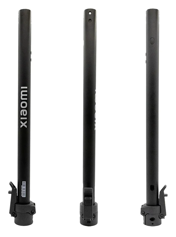 Mât de direction noir vu sous trois angles, base de pliage en bas du tube Mât de direction noir vu sous trois angles, base de pliage en bas du tube