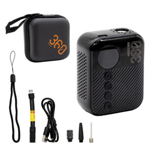 Mini gonfleur électrique eRIDER360 — 76 mm, étui rigide et dragonne