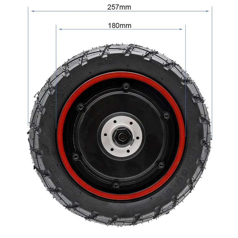 Moteur-roue Ecoxtrem M41 Tank de face : 257 mm de diamètre hors tout, jante de 180 mm
