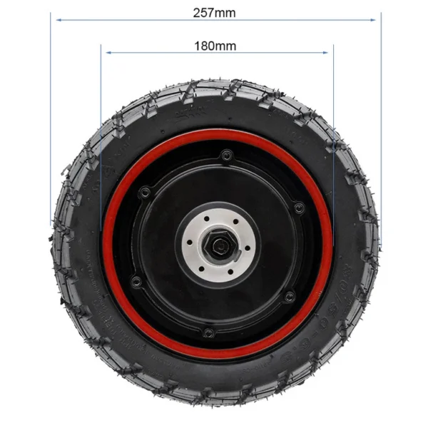 Moteur-roue Ecoxtrem M41 Tank Dual de face : 257 mm de diamètre hors tout, jante de 180 mm