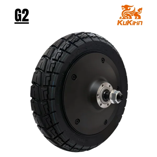 Moteur-roue Kukirin G2 vu de l'autre face, axe et écrou de roue Moteur-roue Kukirin G2 vu de l'autre face, axe et écrou de roue