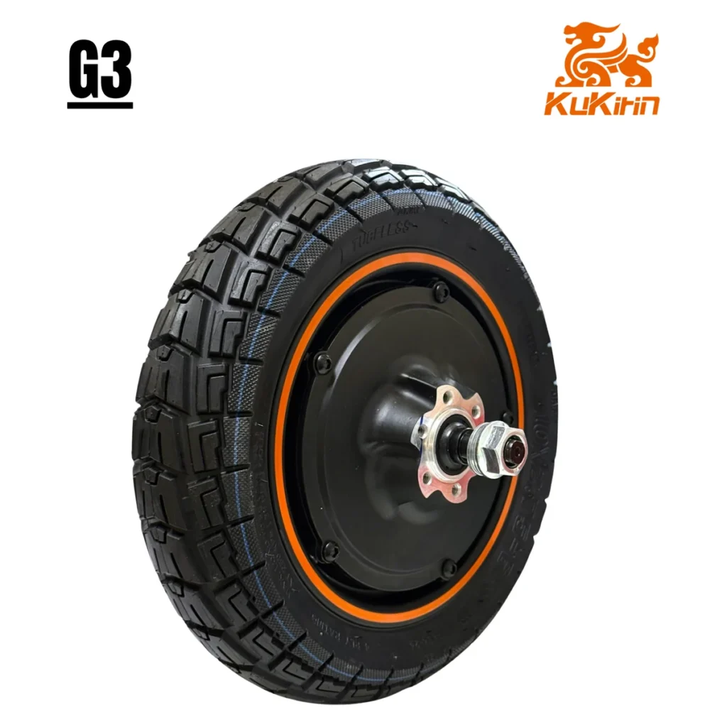 Moteur-roue Kukirin G3, roue complète avec pneu semi-tout-terrain et jante à liseré orange