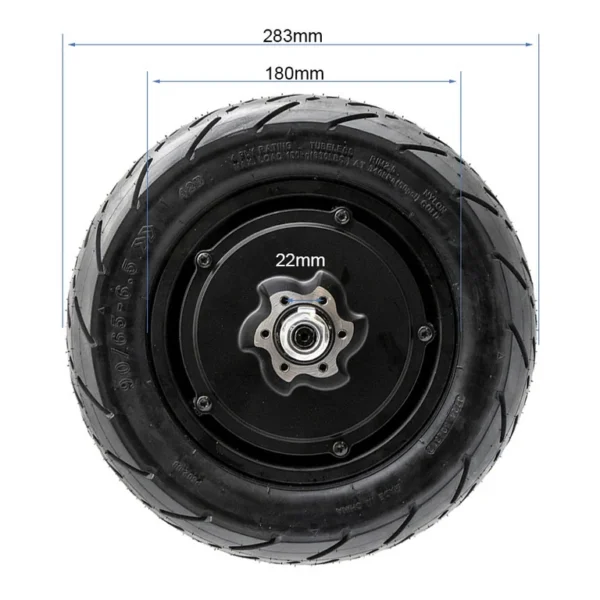 Moteur-roue Kukirin G4 coté : 283 mm de diamètre hors tout, 180 mm de jante, moyeu de 22 mm Moteur-roue Kukirin G4 coté : 283 mm de diamètre hors tout, 180 mm de jante, moyeu de 22 mm