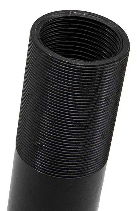 Détail du filetage extérieur du moyeu de direction, tube creux vu en bout Détail du filetage extérieur du moyeu de direction, tube creux vu en bout