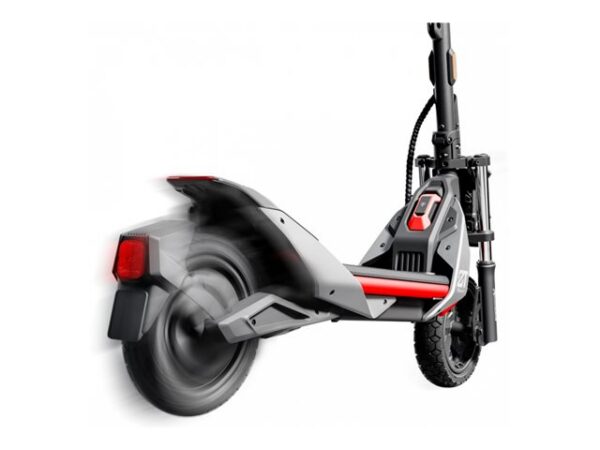 Ninebot ZT3 Pro E — vue de trois quarts arrière, feu de freinage allumé