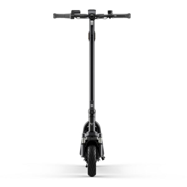 NIU KQi 100F — vue de face, guidon et roue avant NIU KQi 100F — vue de face, guidon et roue avant