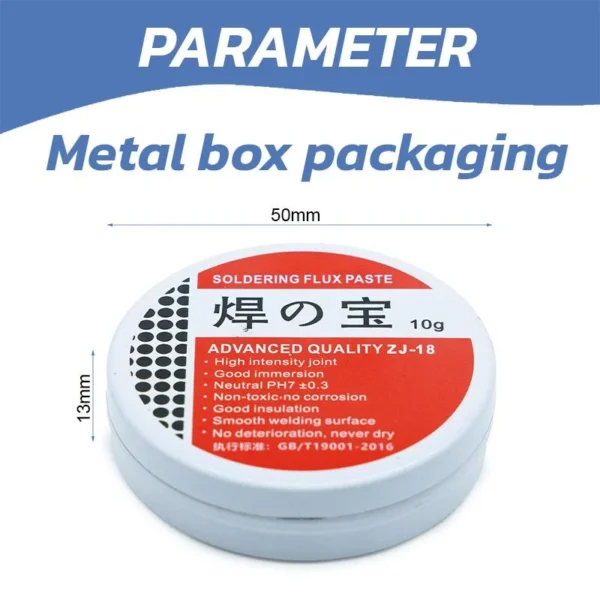 Boîtier métallique de pâte à souder décapante de 10 g
