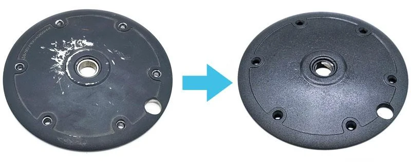 Pièce de trottinette avant et après peinture