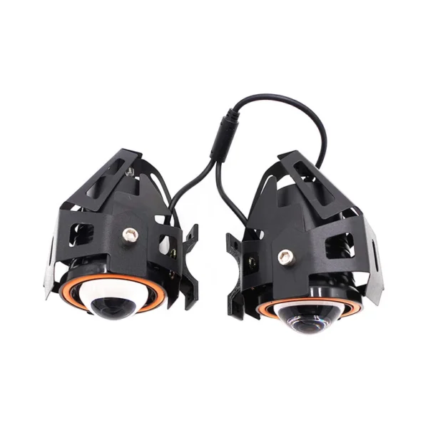 Phares avant UrbanGlide E-Cross Pro vus de dos, étrier de fixation et vis de serrage latérale