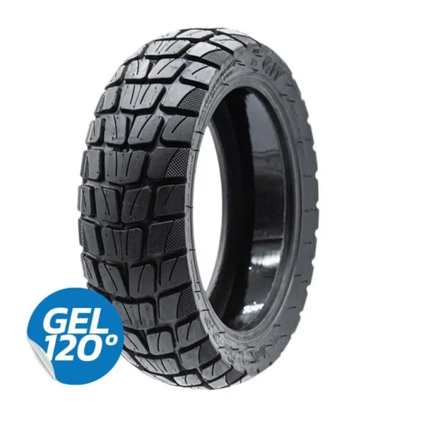 Pneu tubeless au gel de trois quarts, épaisseur du flanc visible Pneu tubeless au gel de trois quarts, épaisseur du flanc visible