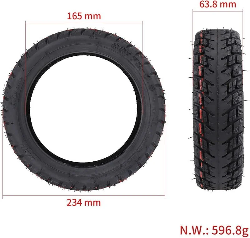 Plan coté du pneu tout-terrain, 234 mm de diamètre et 63,8 mm de large