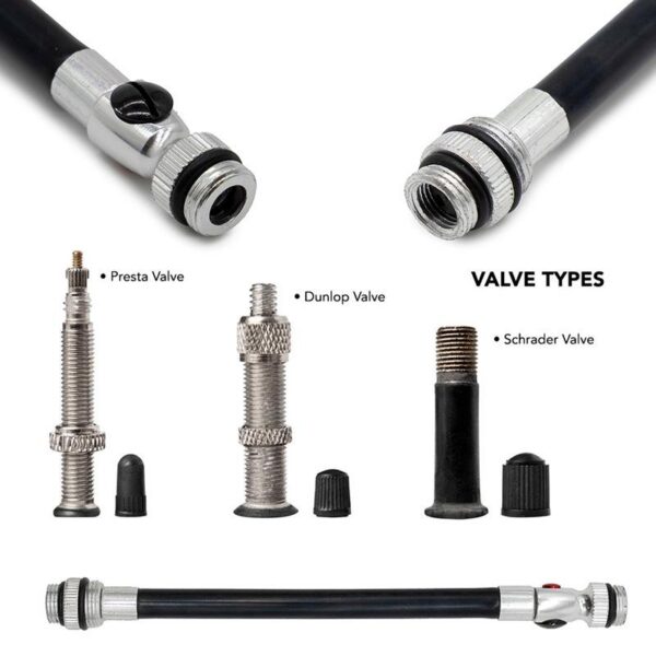 Tête de gonflage et types de valves Presta, Dunlop et Schrader