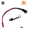 Port de charge Kukirin G2 et G3, embase avec câble rouge et noir et capuchon caoutchouc