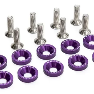 Rondelles cuvette violettes et vis M6x16 à tête fraisée six pans — lot de 10