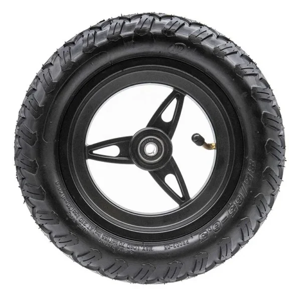 Roue avant Ecoxtrem Bison de face : jante trois branches, moyeu et valve