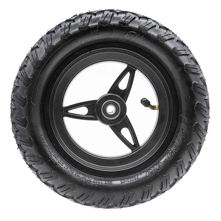 Roue avant Ecoxtrem Bison de face : jante trois branches, moyeu et valve