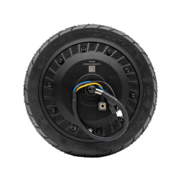 Face arrière du moyeu de la roue motorisée Ninebot Max G3, connecteur multibroche du capteur et fils de phase Face arrière du moyeu de la roue motorisée Ninebot Max G3, connecteur multibroche du capteur et fils de phase