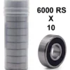 Tube translucide contenant les roulements empilés, à côté d'un roulement isolé, avec la mention 6000 RS x 10 Tube translucide contenant les roulements empilés, à côté d'un roulement isolé, avec la mention 6000 RS x 10