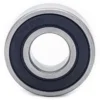 Roulement à billes 6202RS vu de face, joint caoutchouc noir et bague intérieure en acier Roulement à billes 6202RS vu de face, joint caoutchouc noir et bague intérieure en acier