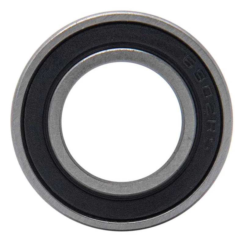 Roulement à billes vu de face : bague mince, joint souple noir marqué 6902RS en creux, large alésage central