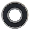 Roulement 6001RS vu de face, joint caoutchouc noir et bague intérieure en acier Roulement 6001RS vu de face, joint caoutchouc noir et bague intérieure en acier