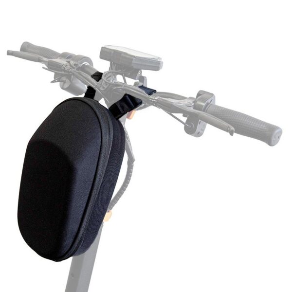 Sacoche de potence 3 L installée sous le guidon d'une trottinette Sacoche de potence 3 L installée sous le guidon d'une trottinette