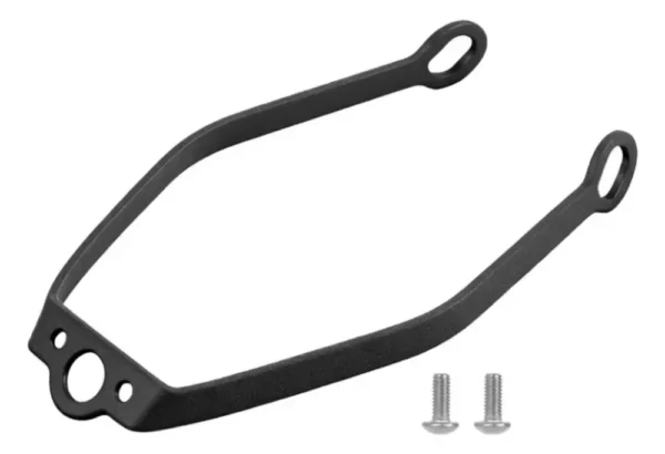Étrier de garde-boue vu de face avec sa visserie Étrier de garde-boue vu de face avec sa visserie