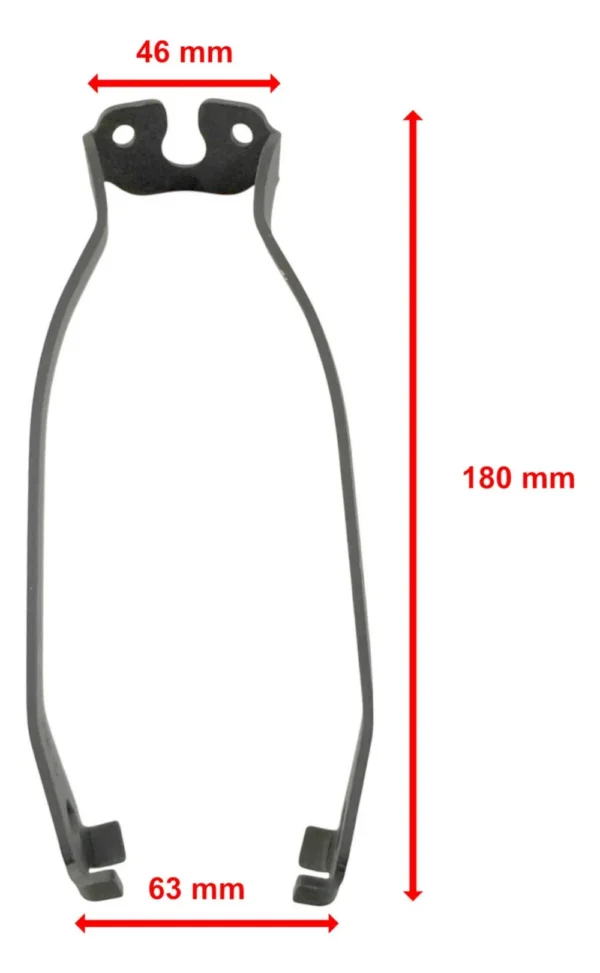 Dessin coté de l'étrier, 180 mm de long et 63 mm d'entraxe Dessin coté de l'étrier, 180 mm de long et 63 mm d'entraxe
