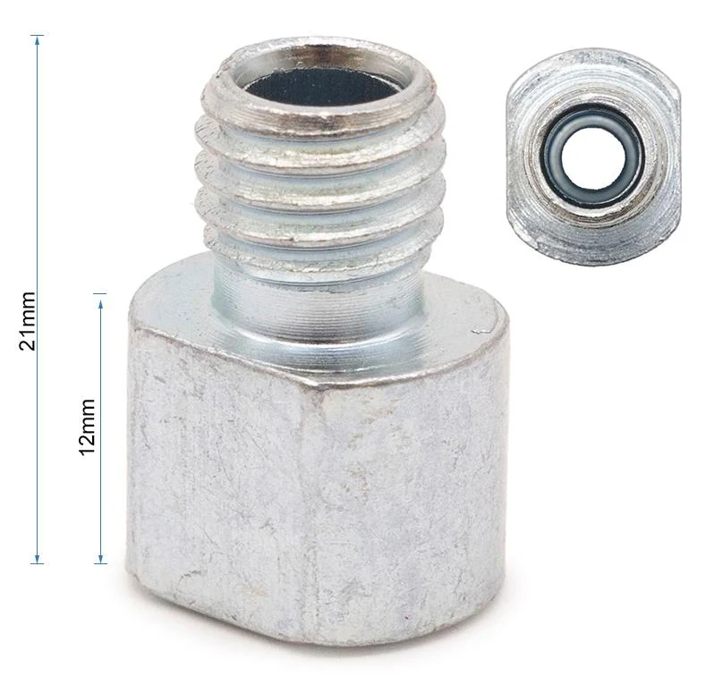 Plan coté de l'entretoise filetée : 21 mm de haut, 12 mm de corps six pans