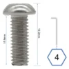 Plan coté de la vis : 19,2 mm hors tout, 15,6 mm sous tête, clé six pans de 4 mm Plan coté de la vis : 19,2 mm hors tout, 15,6 mm sous tête, clé six pans de 4 mm