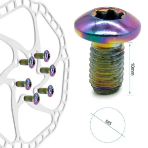 Vis de disque de frein M5x10 mm à empreinte Torx — tête bombée irisée, lot de 12