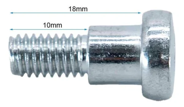 Vis épaulée cotée 18 mm sous tête dont 10 mm de partie filetée Vis épaulée cotée 18 mm sous tête dont 10 mm de partie filetée