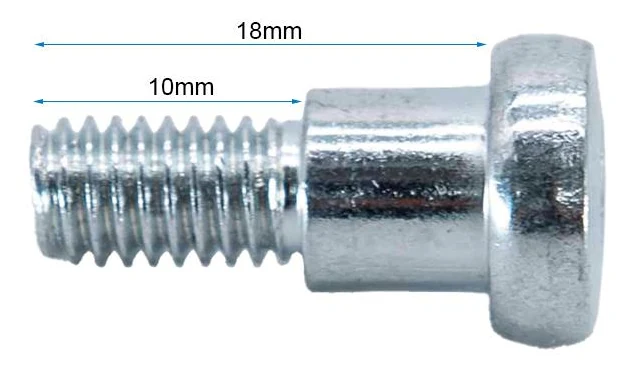 Vis épaulée cotée 18 mm sous tête dont 10 mm de partie filetée