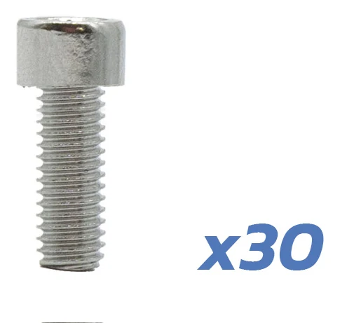 Vis de garde-boue à tête cylindrique en métal brillant, avec la mention x30 du lot Vis de garde-boue à tête cylindrique en métal brillant, avec la mention x30 du lot