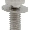 Vis à tête cylindrique moletée avec sa rondelle plate, vue de face Vis à tête cylindrique moletée avec sa rondelle plate, vue de face
