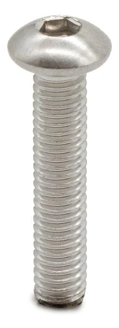 Vis inox à tête bombée vue de face, empreinte six pans creux