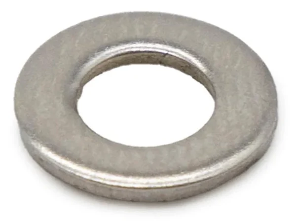 Rondelle plate en inox vue de trois quarts