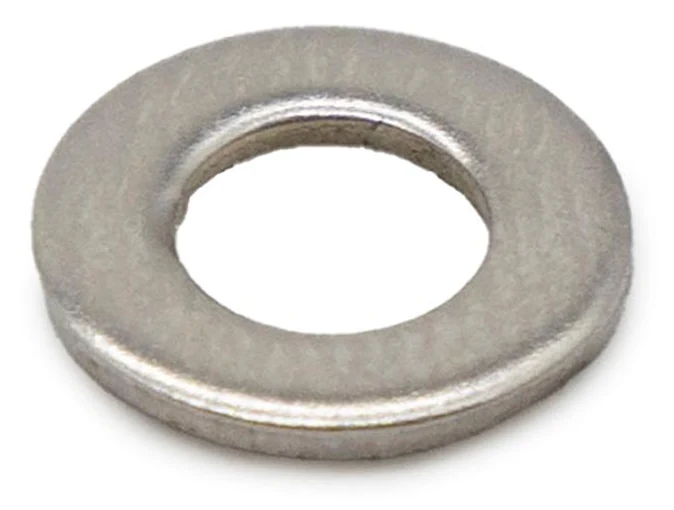 Rondelle plate en inox vue de trois quarts