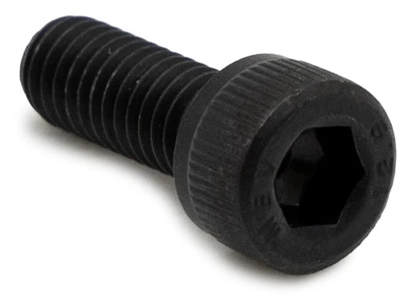 Vis noire à tête cylindrique moletée et six pans creux, filetée sur toute la tige Vis noire à tête cylindrique moletée et six pans creux, filetée sur toute la tige
