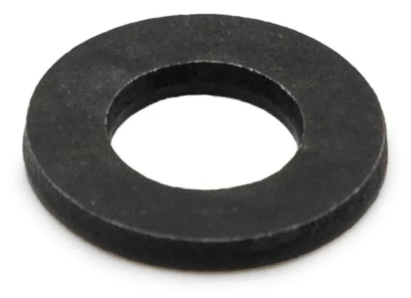 Rondelle plate noire vue de trois quarts Rondelle plate noire vue de trois quarts