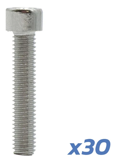 Vis à tête cylindrique six pans creux, filetée sur toute la longueur, avec la mention x30 Vis à tête cylindrique six pans creux, filetée sur toute la longueur, avec la mention x30