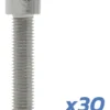Vis à tête cylindrique vue de face, filetage complet sous la tête, mention x30 Vis à tête cylindrique vue de face, filetage complet sous la tête, mention x30