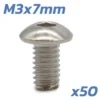 Vis cotée M3 x 7 mm à tête bombée, avec la mention x50 rappelant la quantité du lot Vis cotée M3 x 7 mm à tête bombée, avec la mention x50 rappelant la quantité du lot