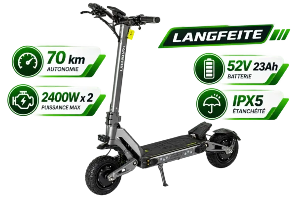 Langfeite GT2 Mini Dual — trottinette électrique double moteur, 52 V