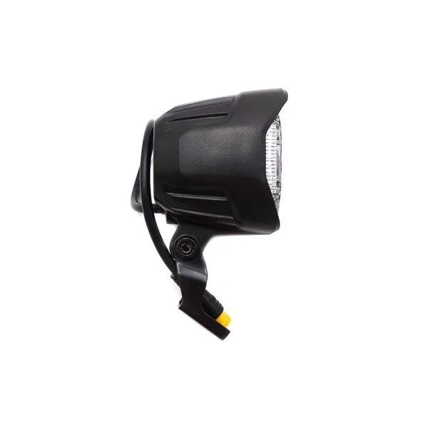 Phare avant Kukirin G2 Pro vu de profil, boîtier noir et support à platine orientable