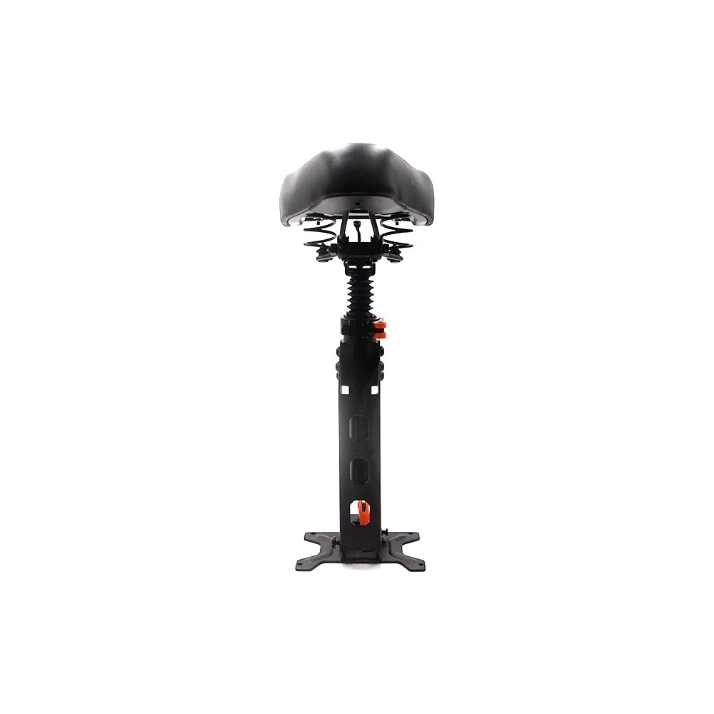 Siège Kukirin G2 Pro vu de face, platine de fixation et levier de pliage à came