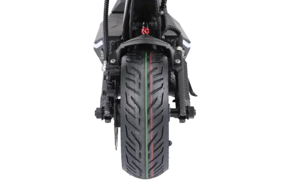 Train avant de la Teverun Fighter Mini Pro : suspension à molette rouge et pneu 10 pouces