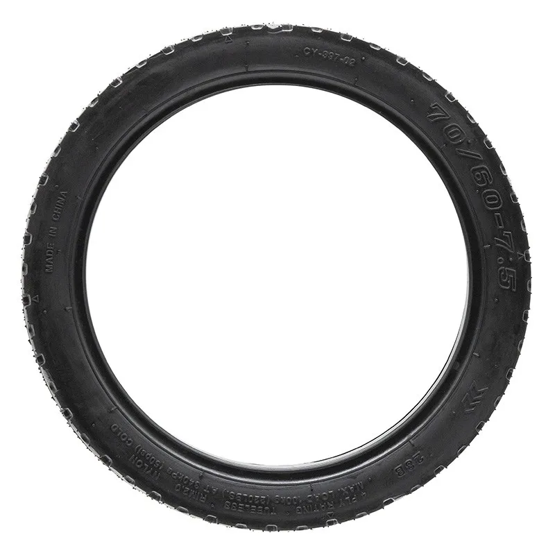 Flanc du pneu tubeless 70/60-7,5 version avec gel : dimension, TUBELESS, charge maximale 100 kg à 340 kPa et flèche de rotation
